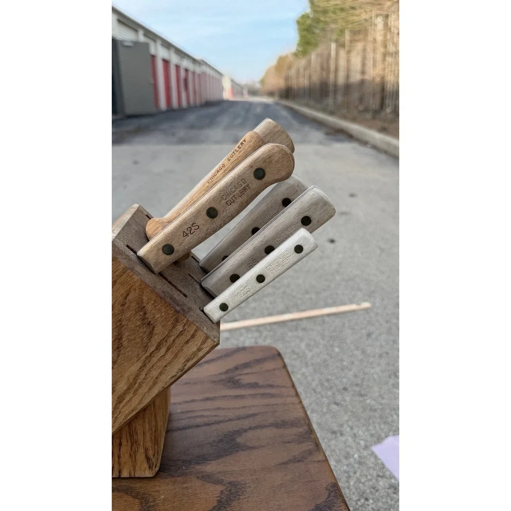 Chicago Cutlery Knife Block Set Wood Handles Chef Utility Paring Steel‎